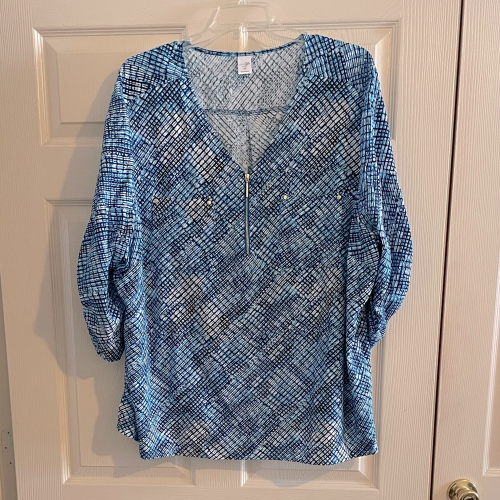V Neck Zipper Top